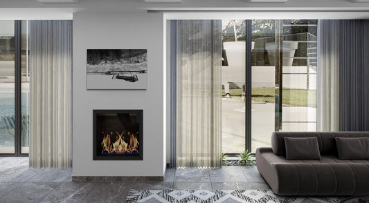 Wagon Wheels in Snow Original Black and White Photograph by Kim A. Bailey in a Modern Living Room over a fireplace