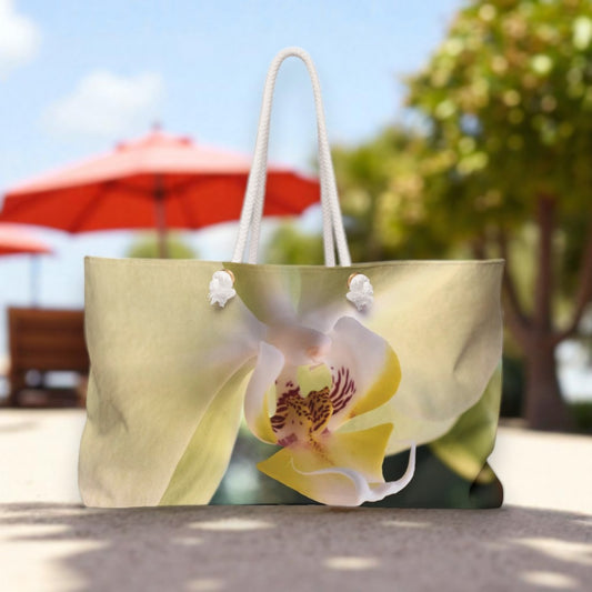 Yellow Orchid Weekender Tote Bag – Floral Fine Art by Kim A. Bailey