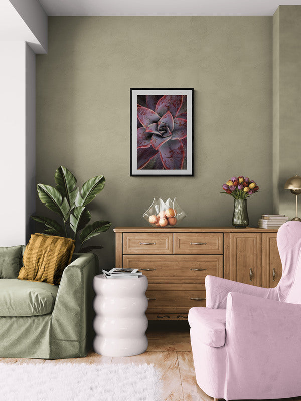 Red Succulent – Minimalist Botanical Wall Art