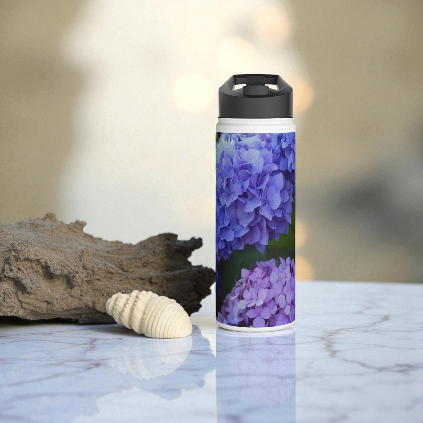 Blue Hydrangeas Stainless Steel Water Bottle - 12oz 18oz 32oz