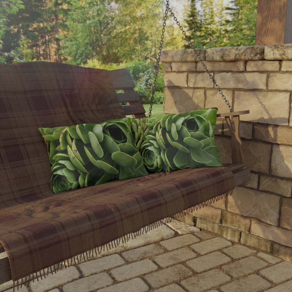 Outdoor Pillow "Green Succulents"  Choice of 4 sizes