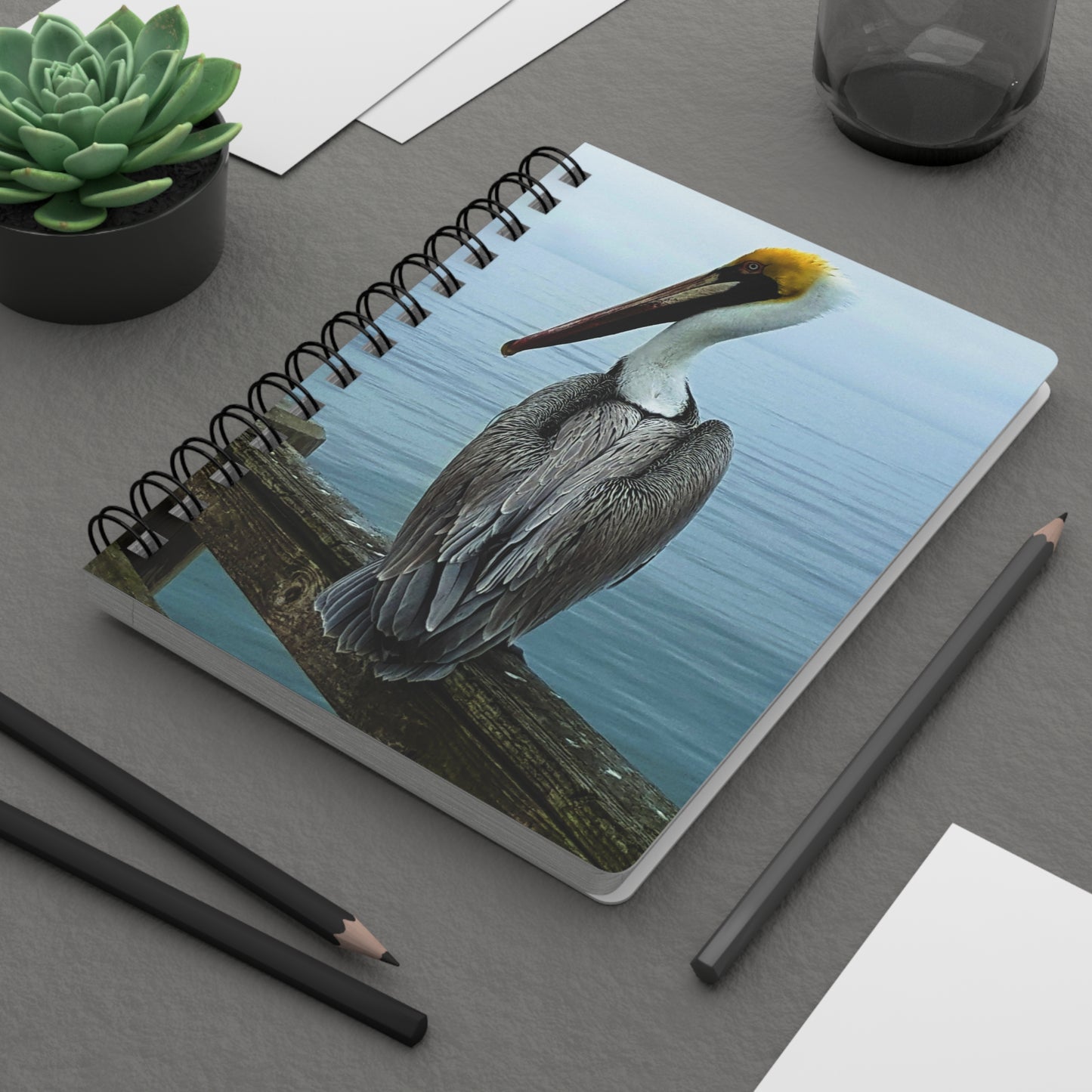 Spiral Notebook - Ruled Line - "Pelican" by Kim Bailey