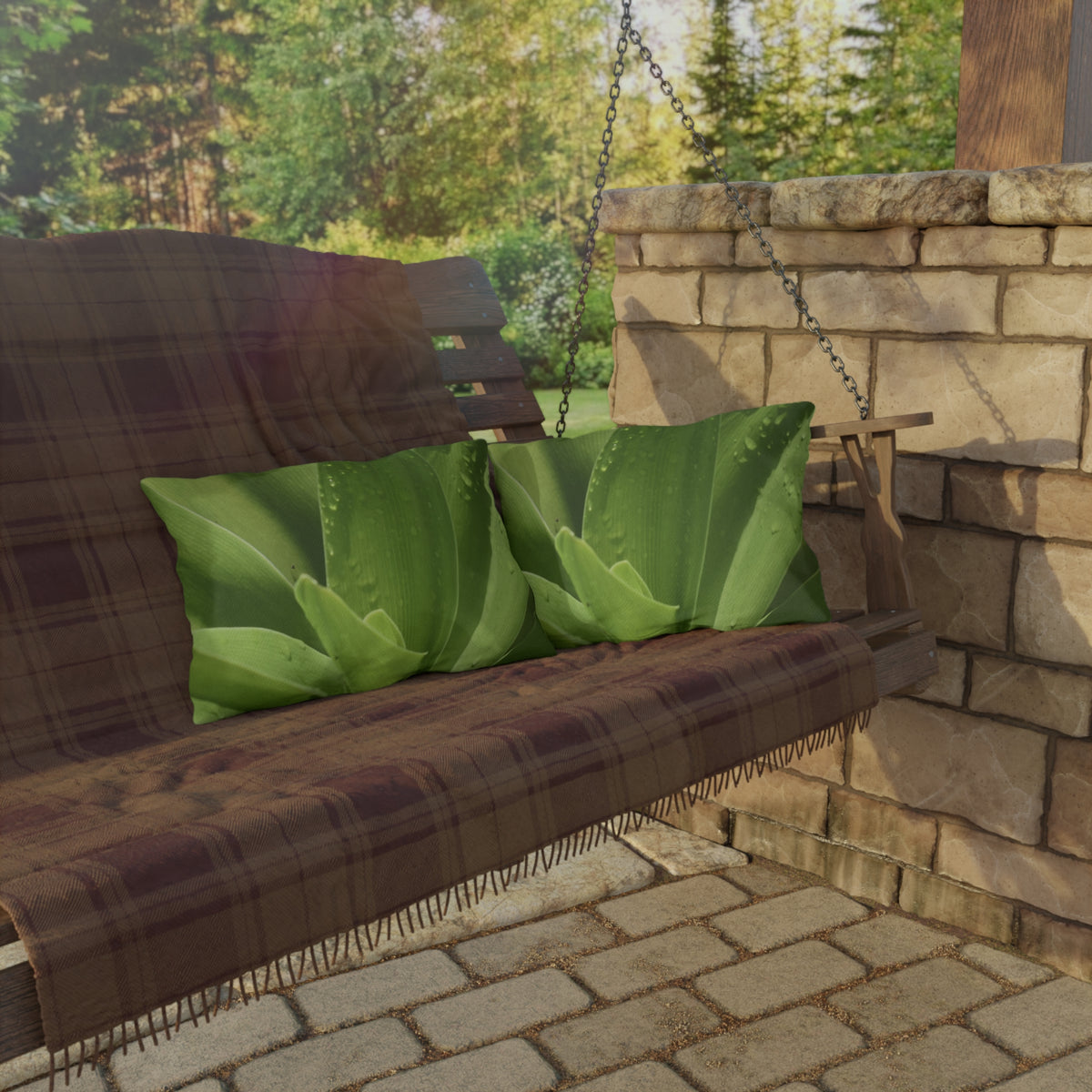 Outdoor Pillow "Green Leaves" a Photograph by  Kim A. Bailey - Choice of 4 sizes