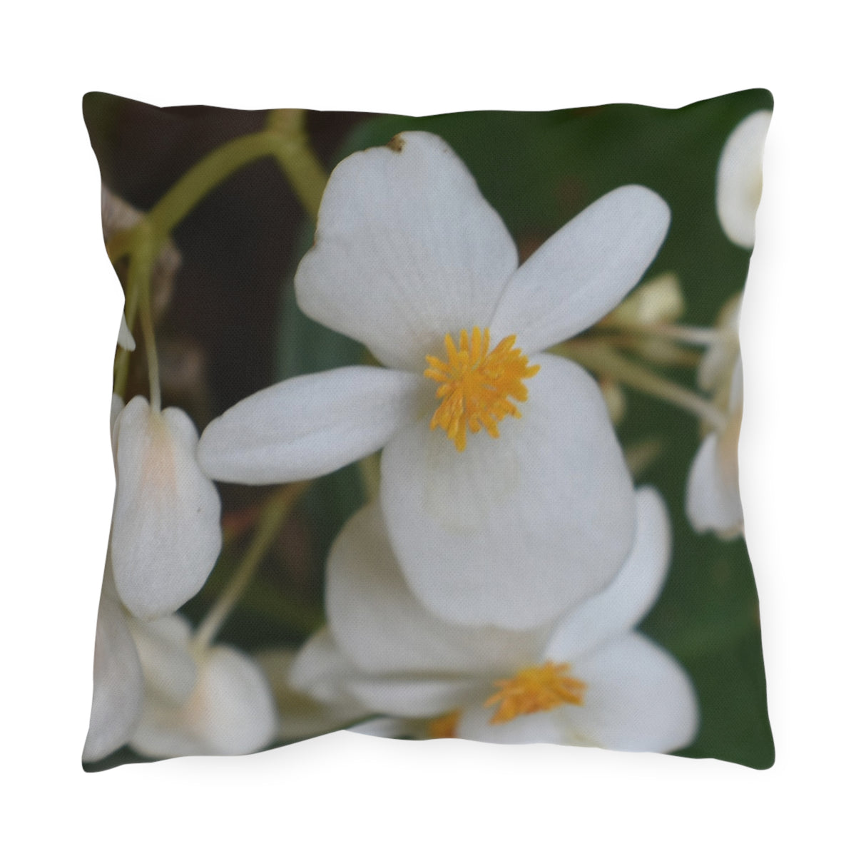 Outdoor Pillow "White Begonias" Choice of 4 sizes