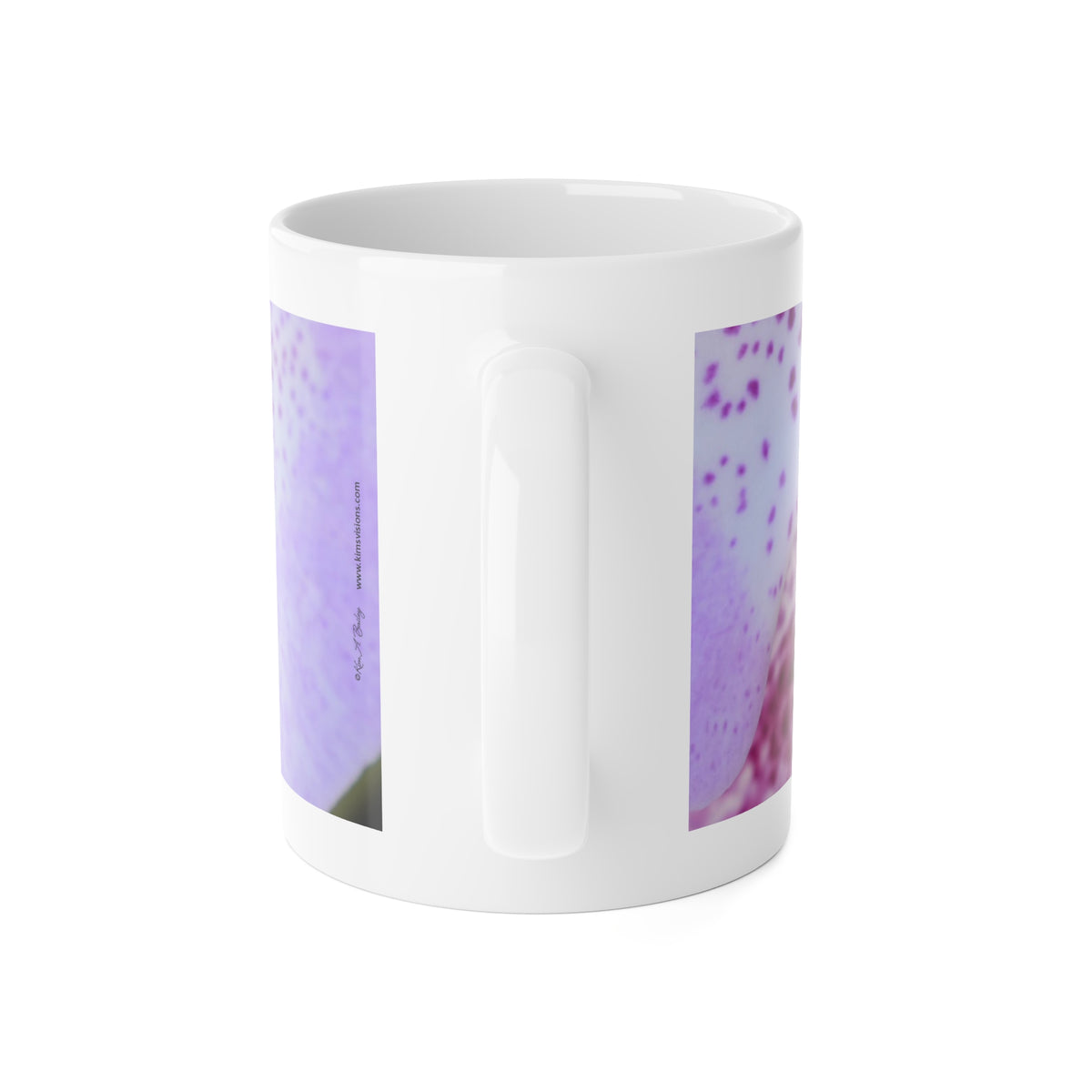White Ceramic Mug, 11 oz "Phalaenopsis Orchid" by Kim A. Bailey