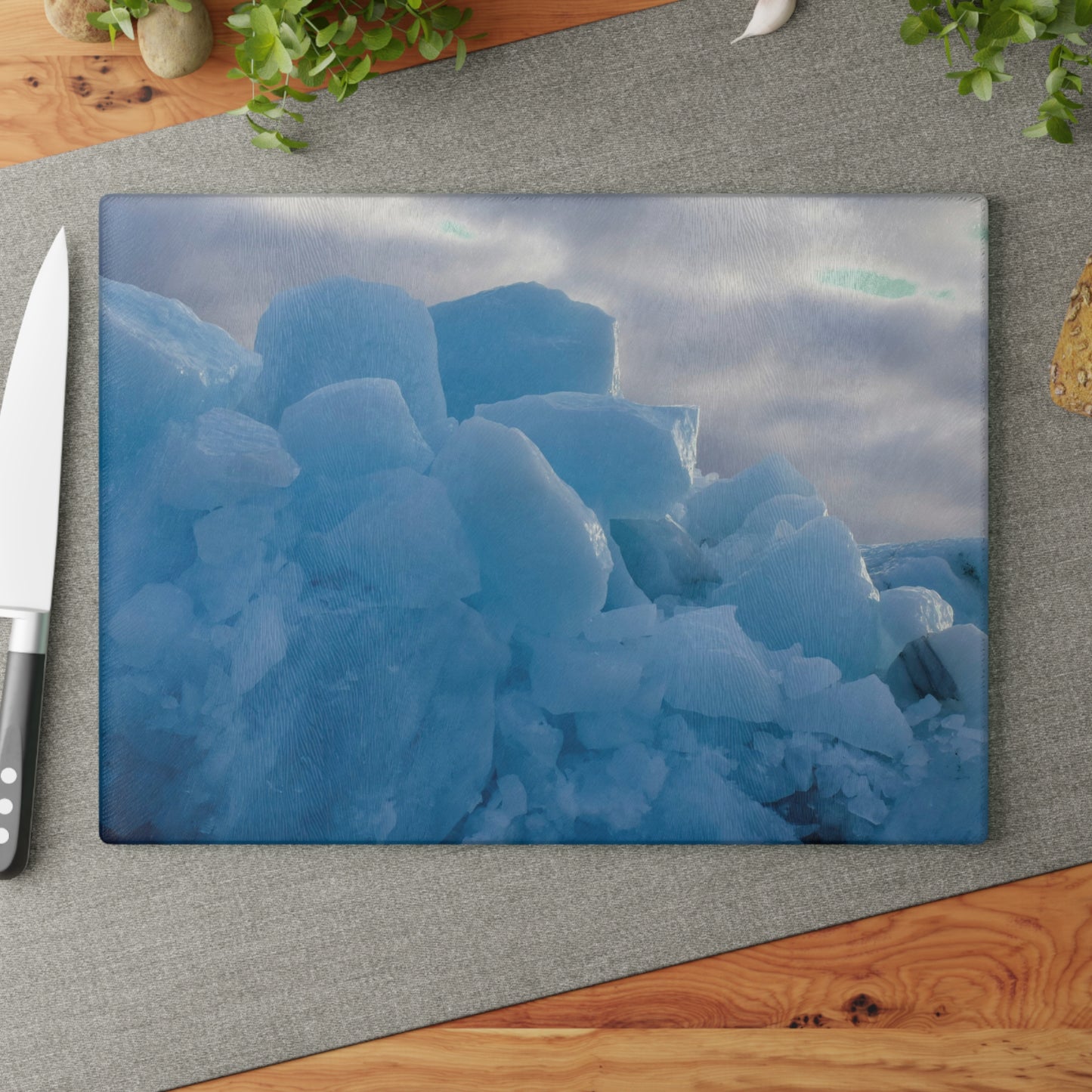 Blue Ice Photo Glass Cutting Board - Arctic Iceberg Kitchen Décor