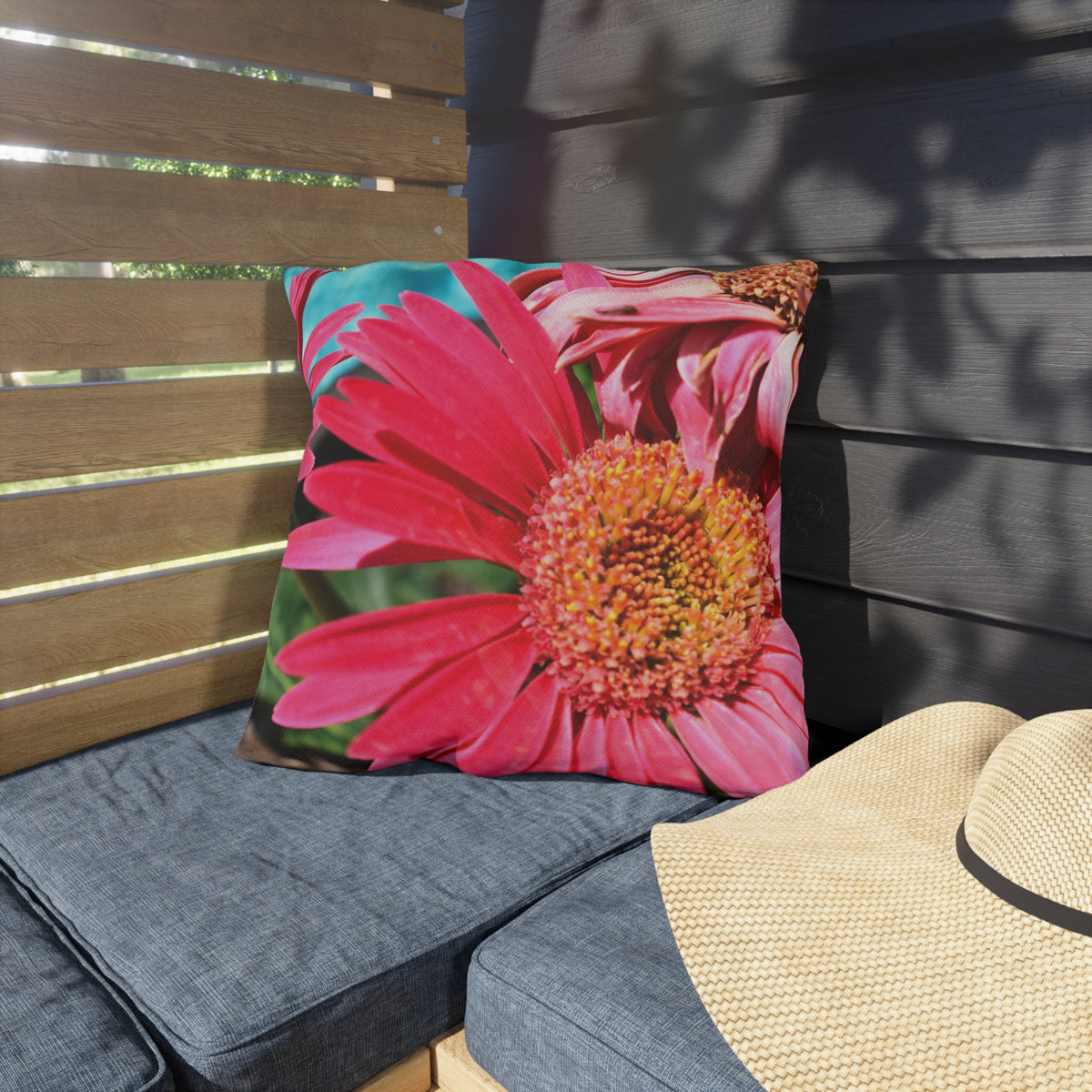 Outdoor Pillow "Pink Daisies" Photograph by Kim A. Baile - Choice of 4 sizes