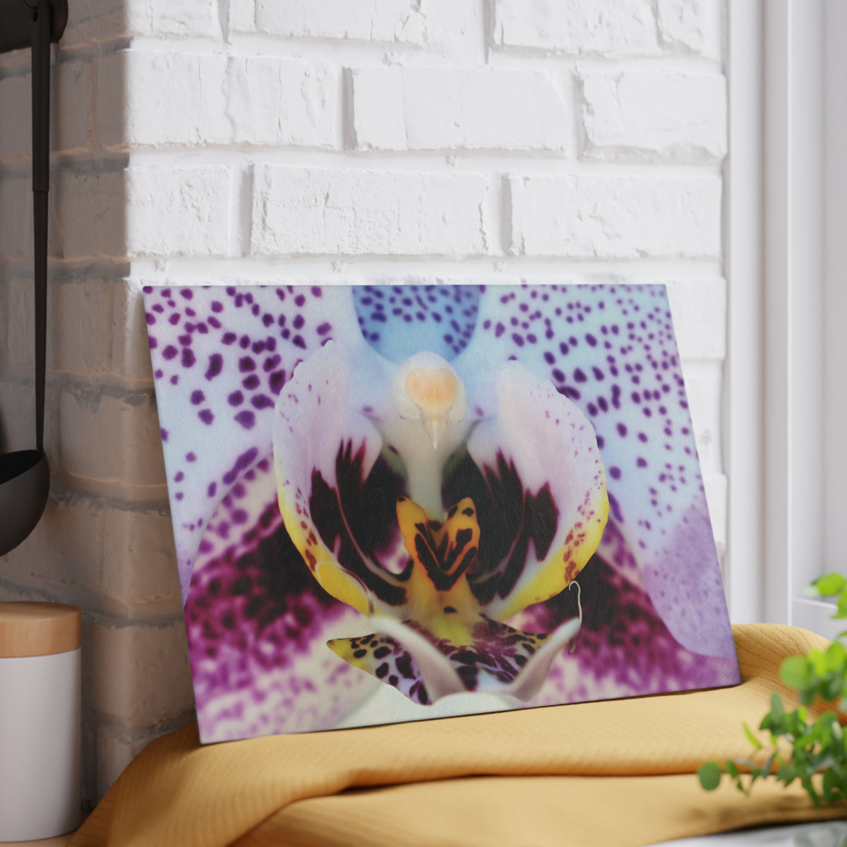 Glass Cutting Board- Purple Orchid - Floral Kitchen Decor