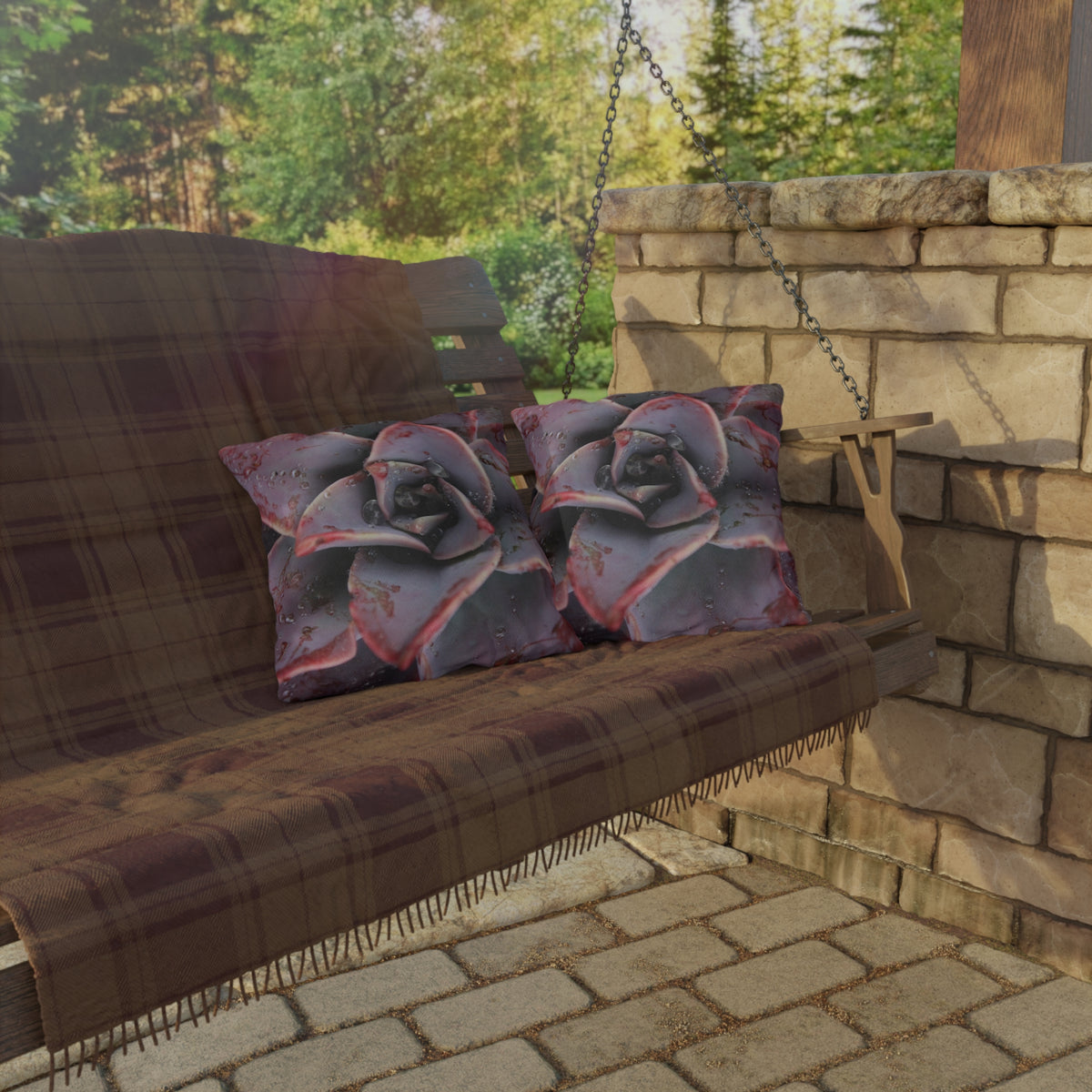 Outdoor Pillow "Red Succulent" by Kim A. Bailey - Choice of 4 sizes