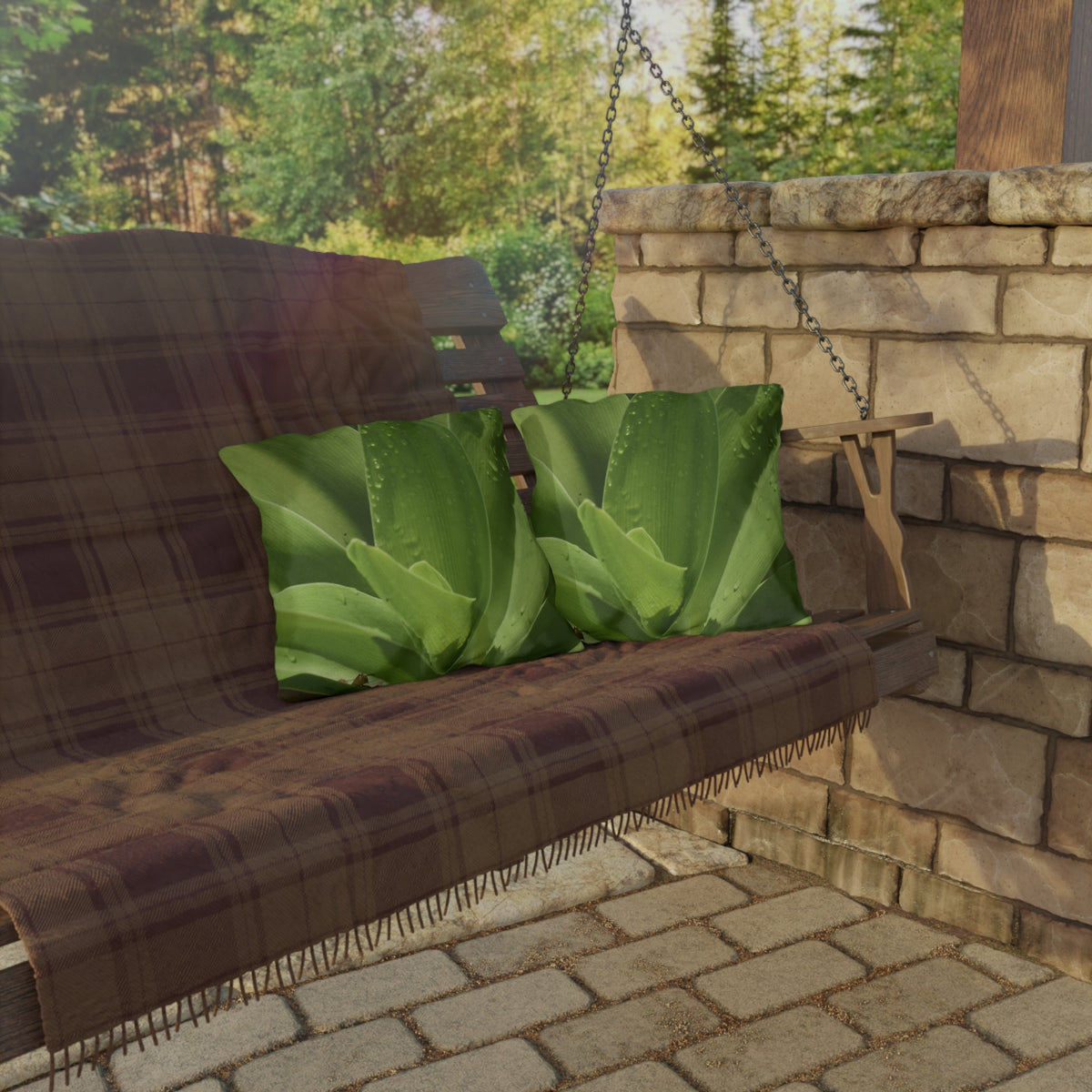 Outdoor Pillow "Green Leaves" a Photograph by  Kim A. Bailey - Choice of 4 sizes