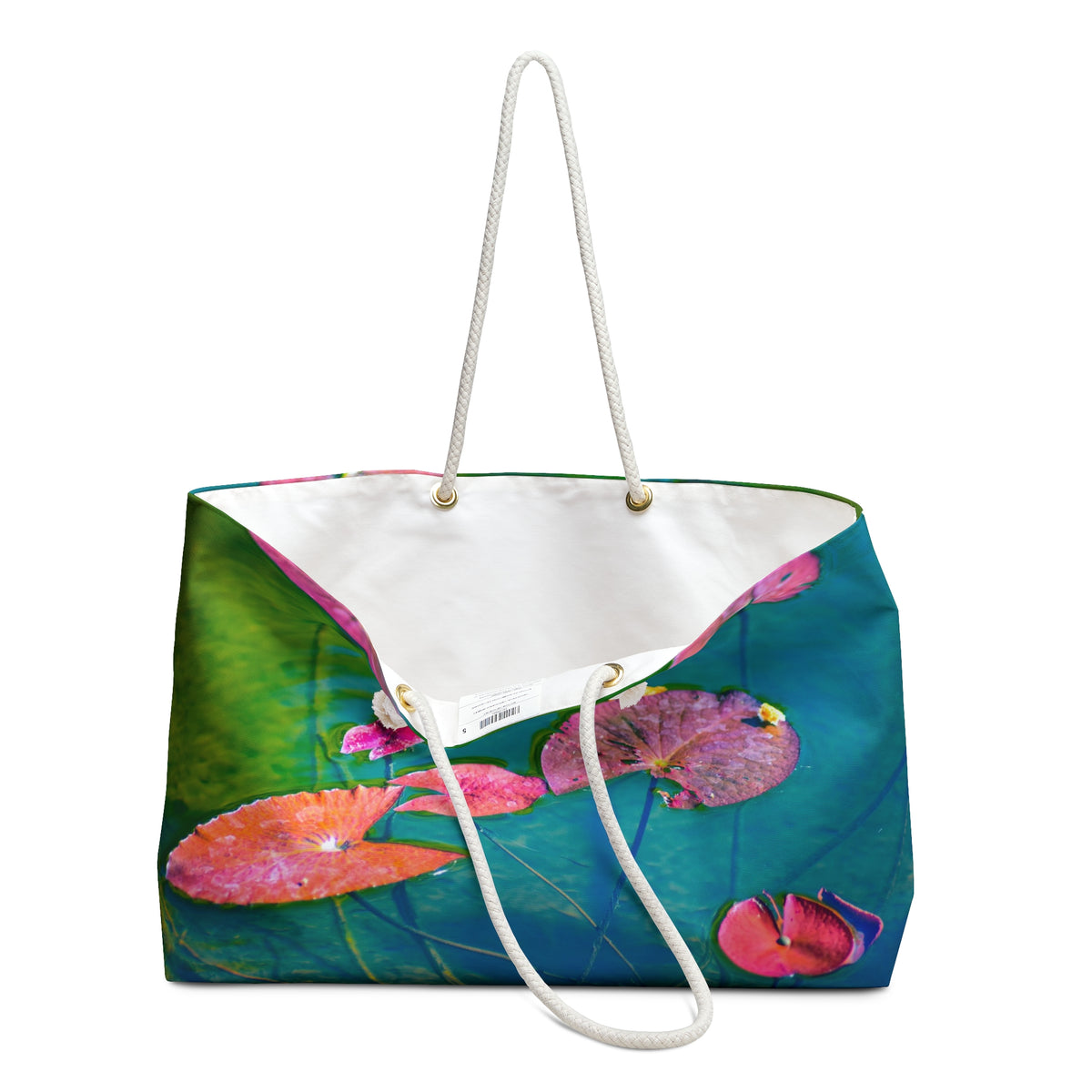 Weekender Tote Bag "Water Lily Leaves (Pink and Green)" by Kim A. Bailey
