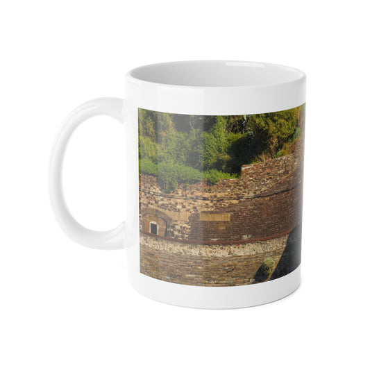 White Ceramic Mug, 11 oz "House on the Hill" by Kim A. Bailey