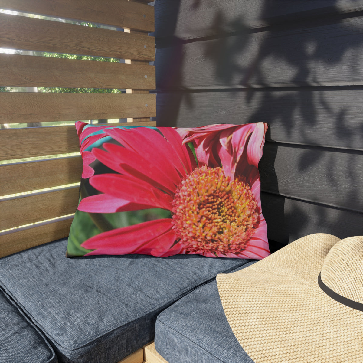 Outdoor Pillow "Pink Daisies" Photograph by Kim A. Baile - Choice of 4 sizes