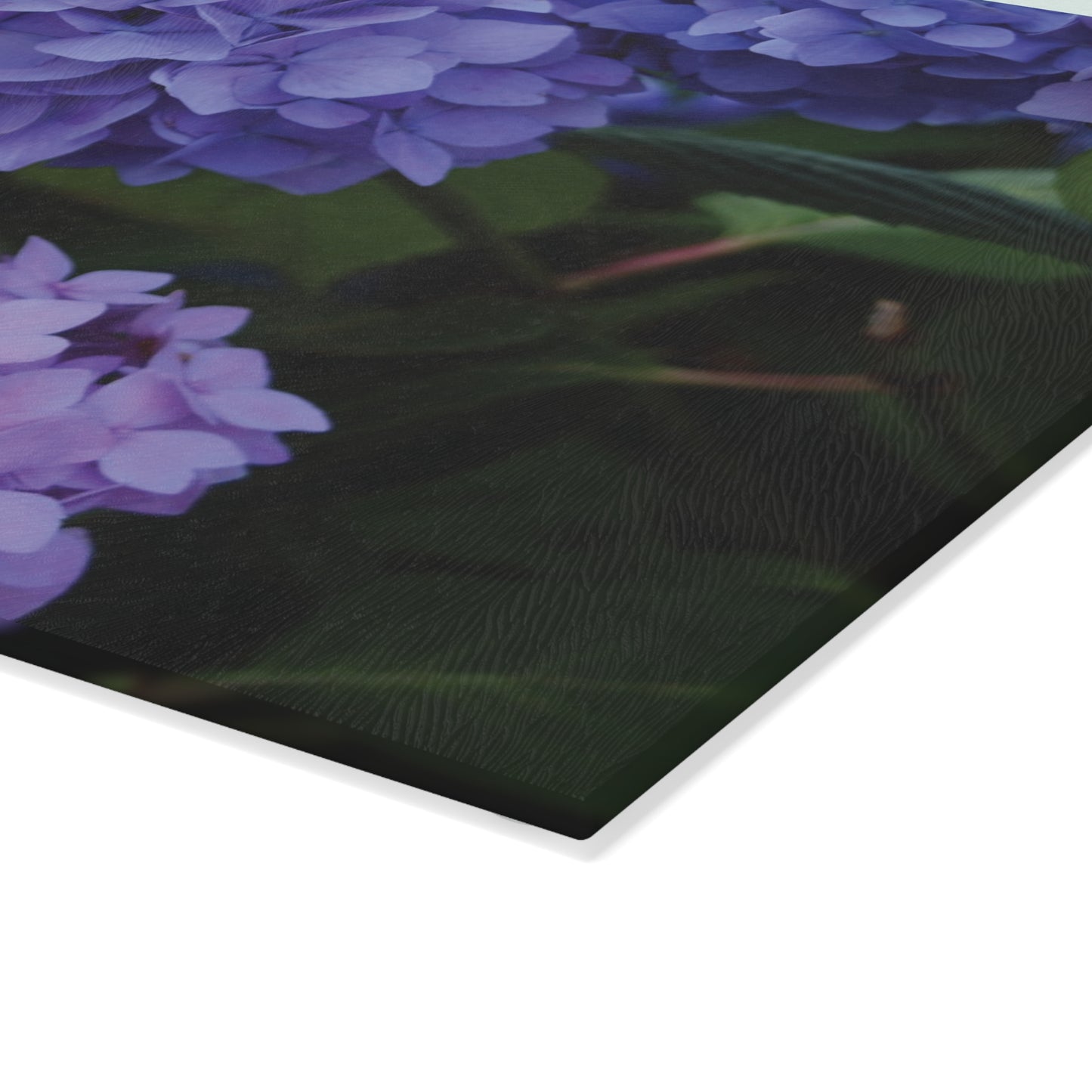 Purple Hydrangea Glass Cutting Board - Floral Kitchen Decor
