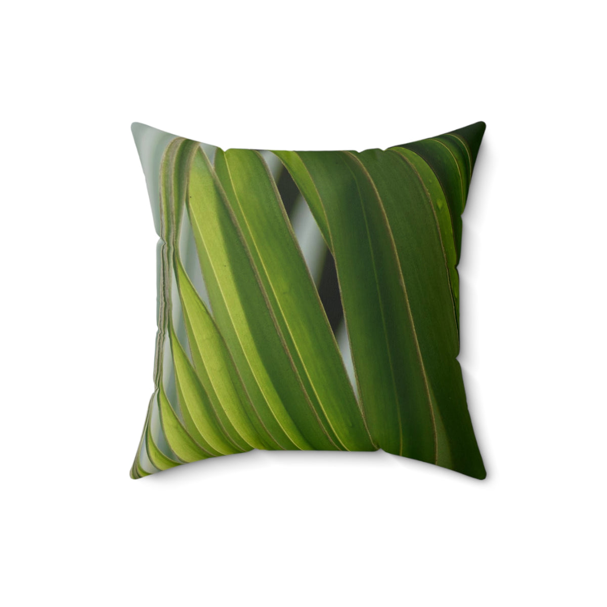 Green Palm Faux Suede Square Pillow