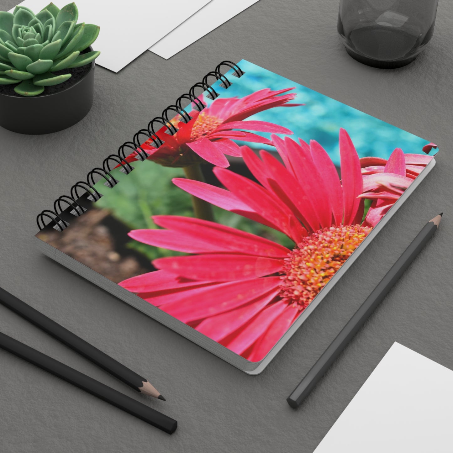 Spiral Notebook "Pink Daisies" Photograph by Kim A. Bailey