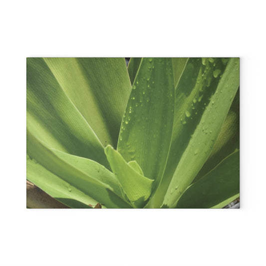 Green Leaf Pattern Glass Cutting Board - Green Kitchen Decor