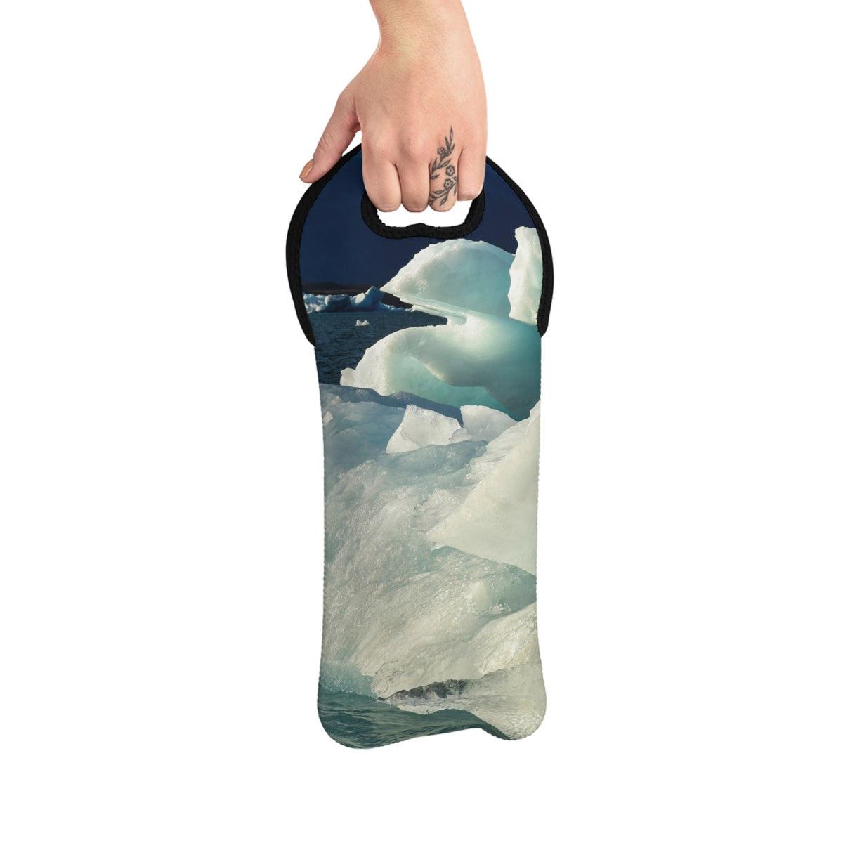 Wine Tote Bag, "Glacier Ice" Photograph by Kim A. Bailey