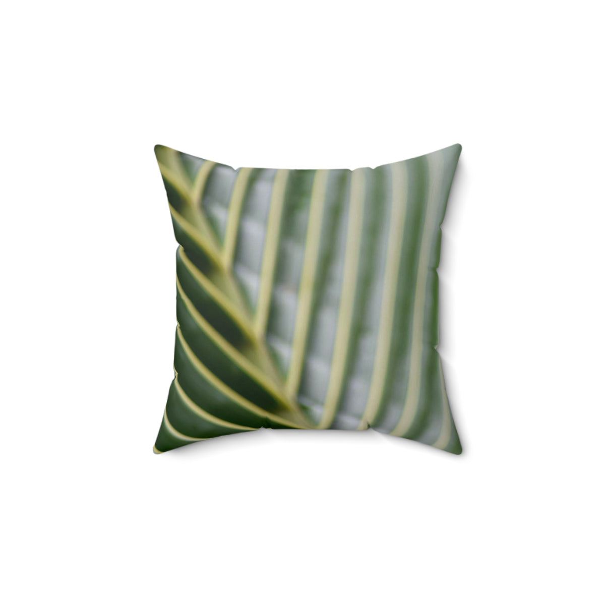 Green Palm Faux Suede Square Pillow
