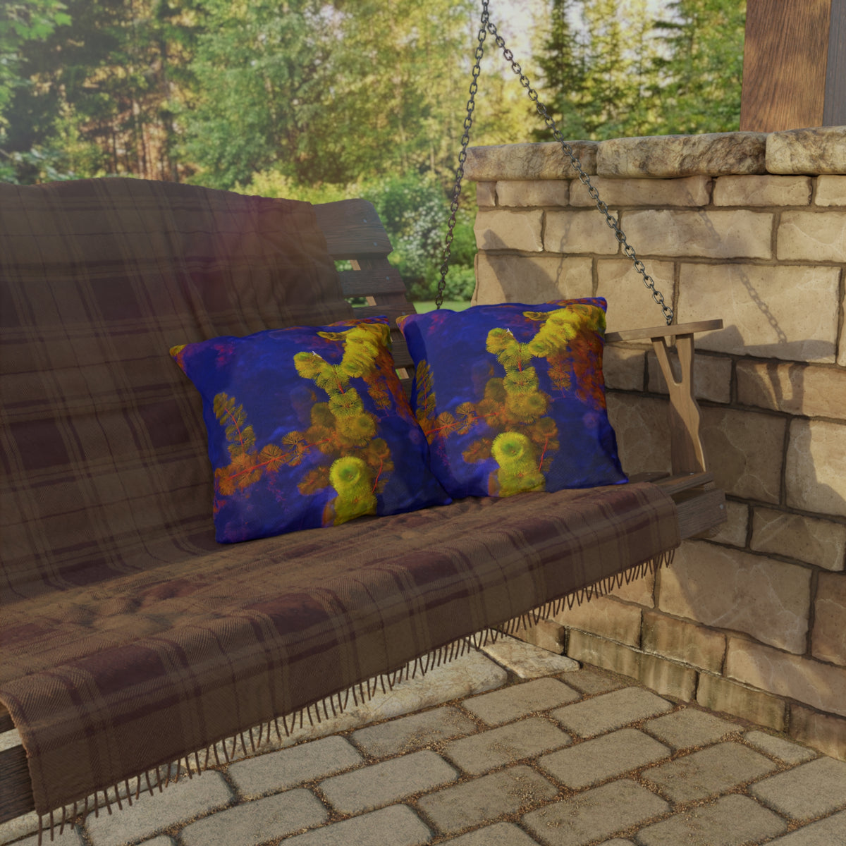 Outdoor Pillow "Purple and Yellow" Choice of 4 sizes