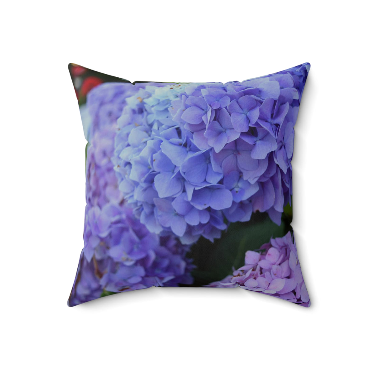 Blue Hydrangeas Faux Suede Square Pillow