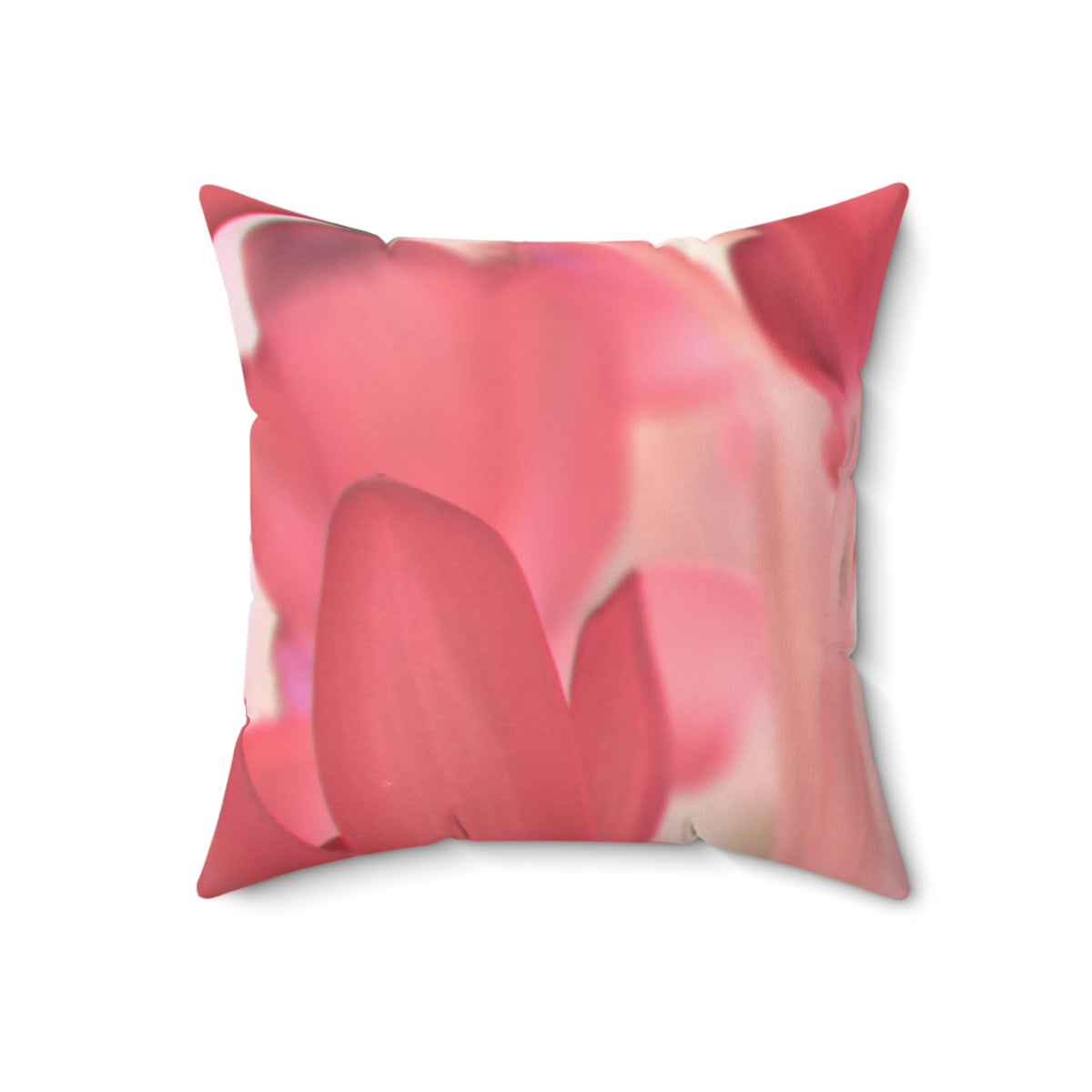 Pink and White Faux Suede Square Pillow