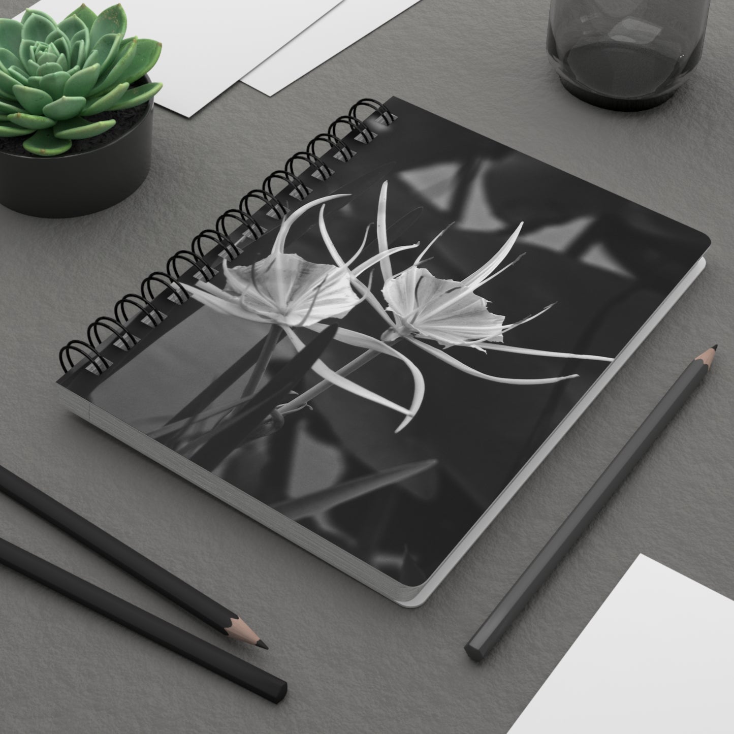 Classic Black & White Spiral Journal "Alligator Lily" by Kim A. Bailey