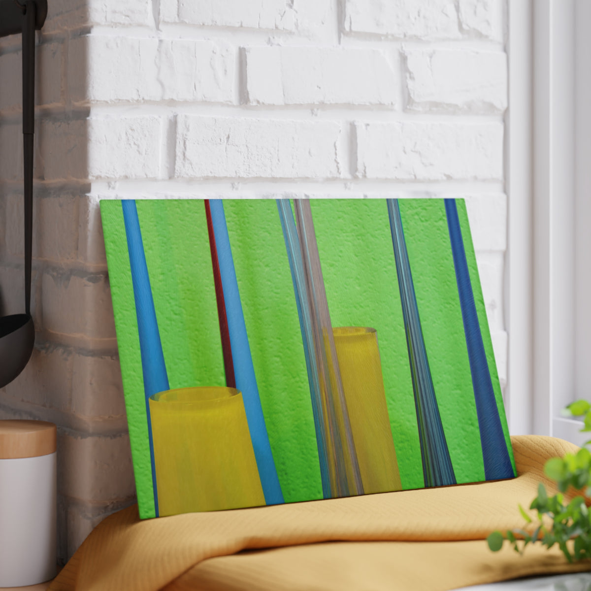 Modern Glass Vases Glass Cutting Board - Abstract Colorful Kitchen Art