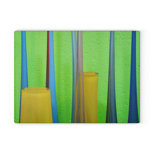 Modern Glass Vases Glass Cutting Board - Abstract Colorful Kitchen Art