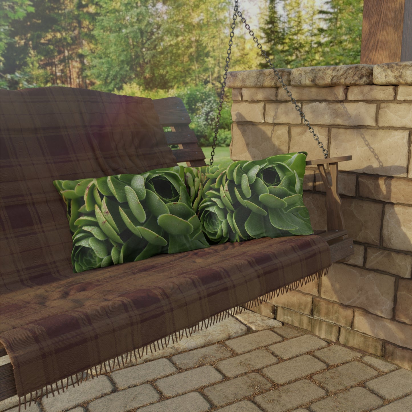 Outdoor Pillow "Green Succulents"  Choice of 4 sizes
