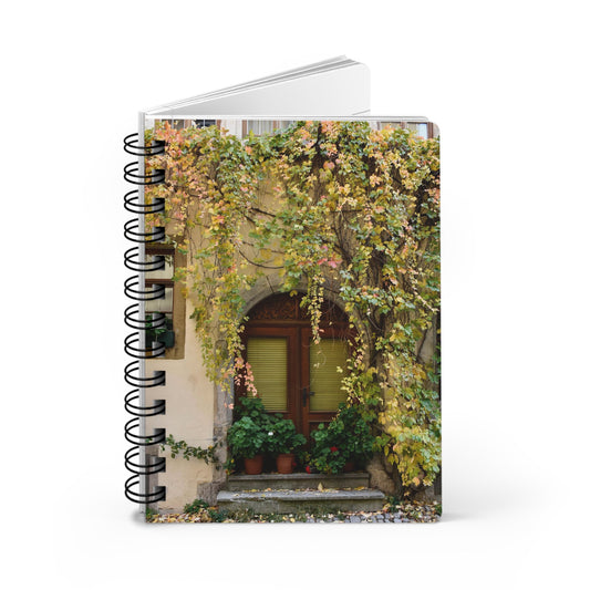 Spiral Notebook "Vines Over Door" Photograph by Kim A. Bailey
