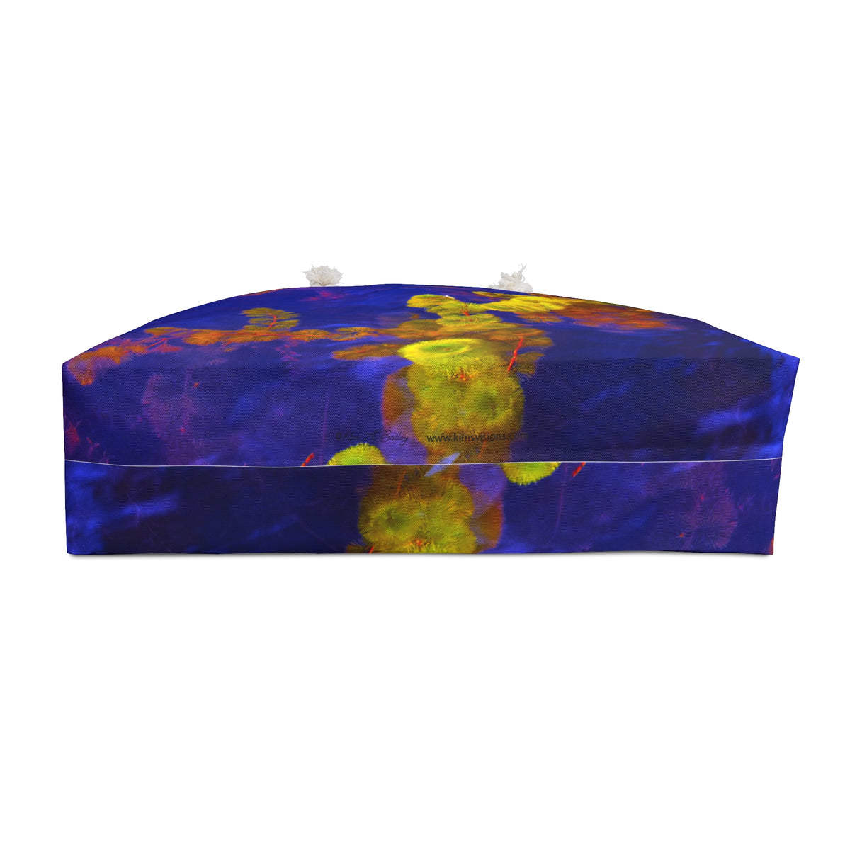 Weekender Bag Yellow and Purple Organic Shapes by Kim A Bailey