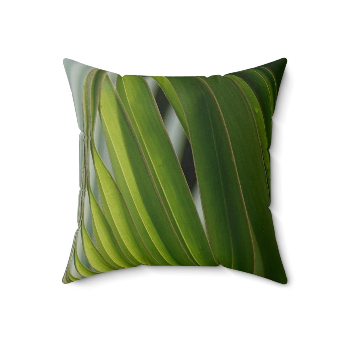 Green Palm Faux Suede Square Pillow