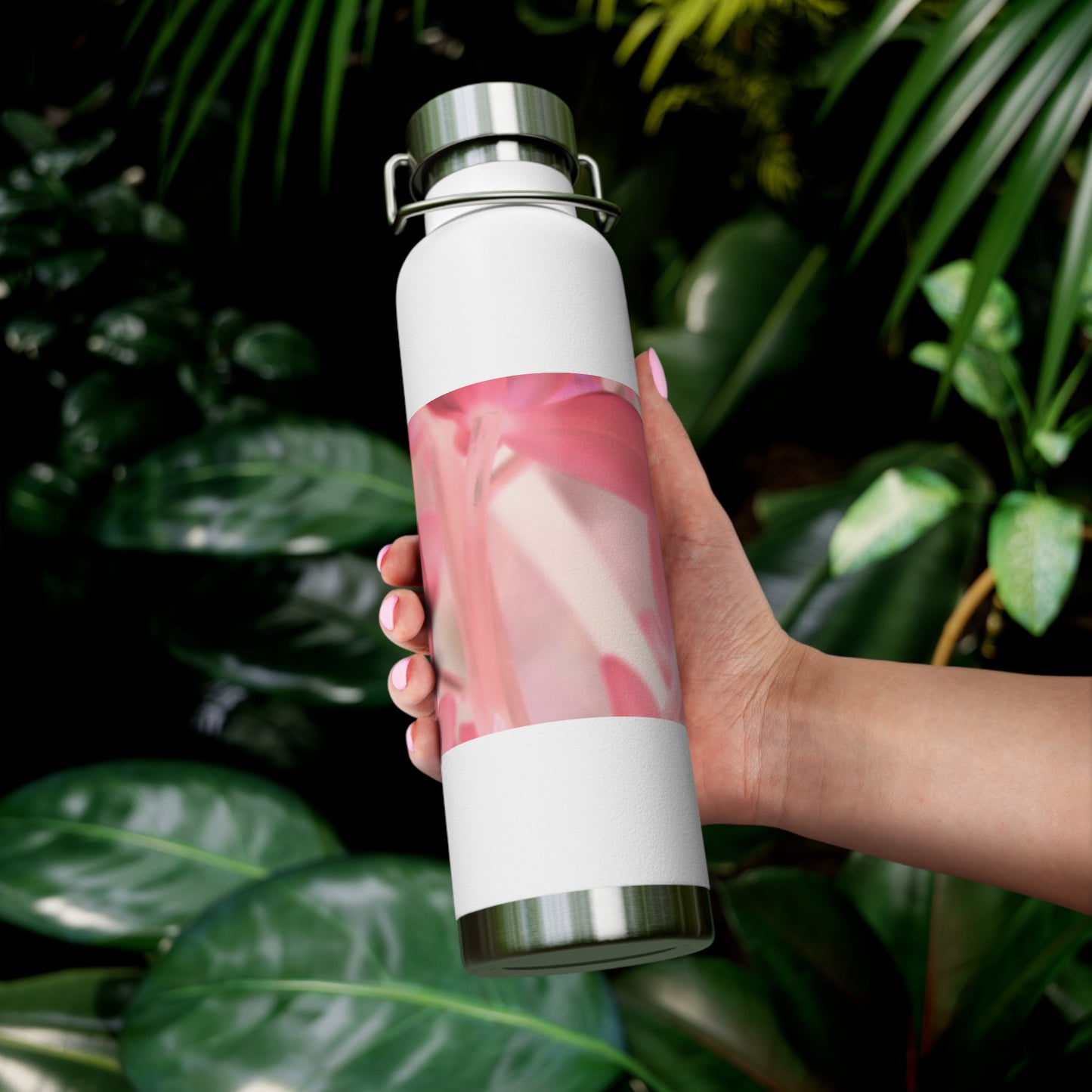 Water Bottle, Stainless-Steel Copper Vacuum Insulated, 22 oz "Pink Tinted Orchids" by Kim A. Bailey