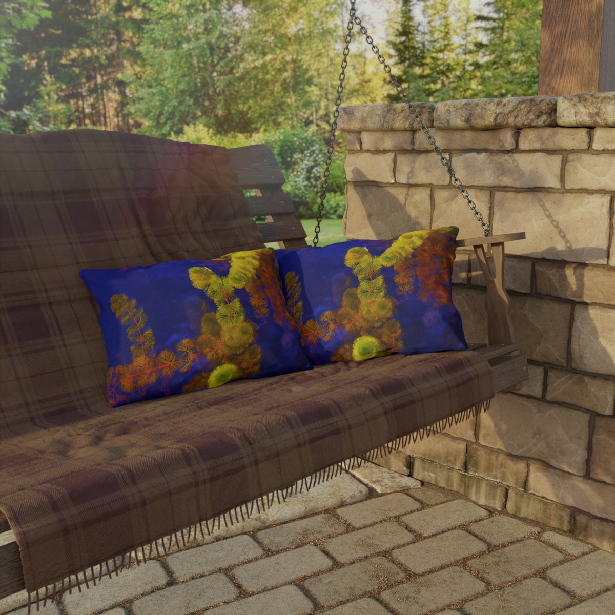 Outdoor Pillow "Purple and Yellow" Choice of 4 sizes