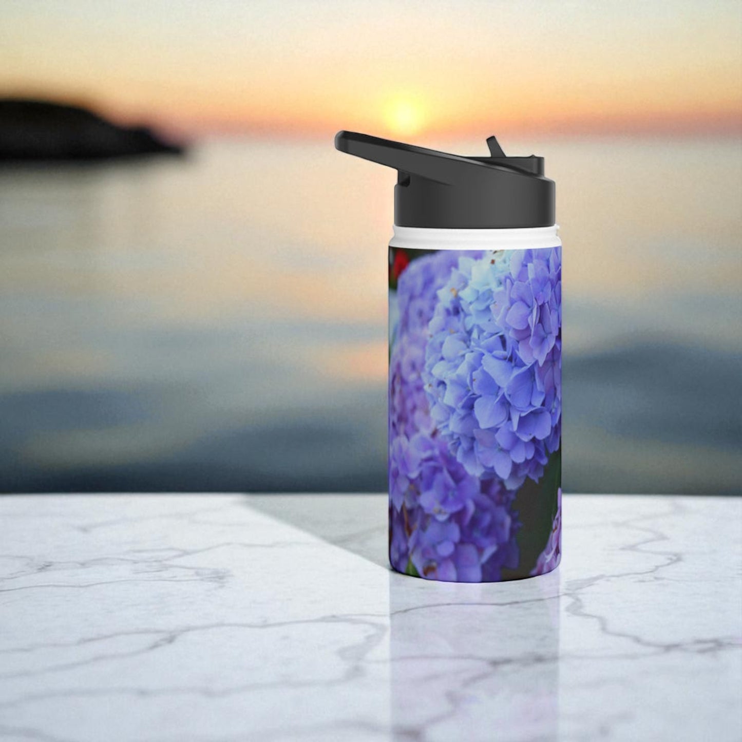 Hydrangea Bloom Stainless Steel Water Bottle