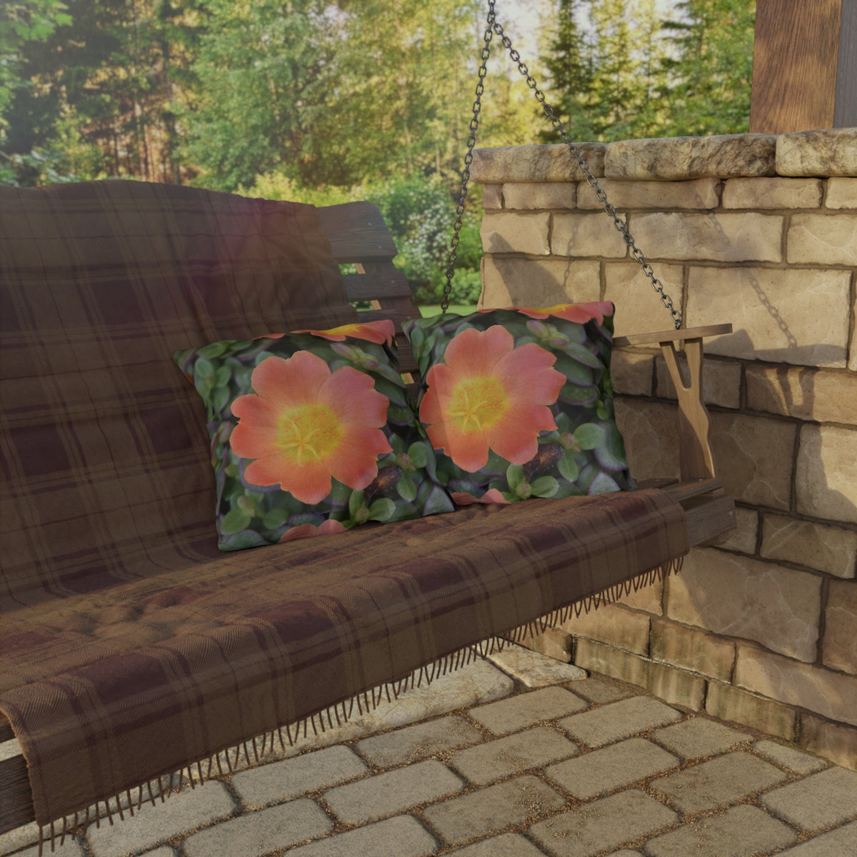 Outdoor Pillow "Orange Flower" Choice of 4 sizes