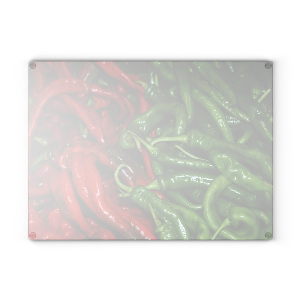 Glass Cutting Board - Red and Green Chili Peppers Kitchen Decor