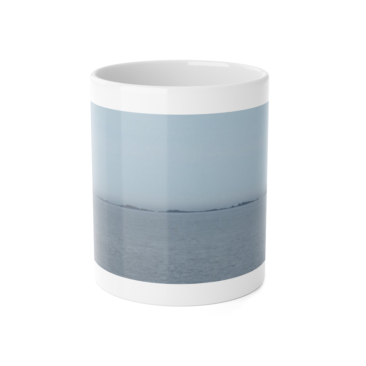 White Ceramic Mug, 11 oz "Lighthouse and Buoy" by Kim A. Bailey