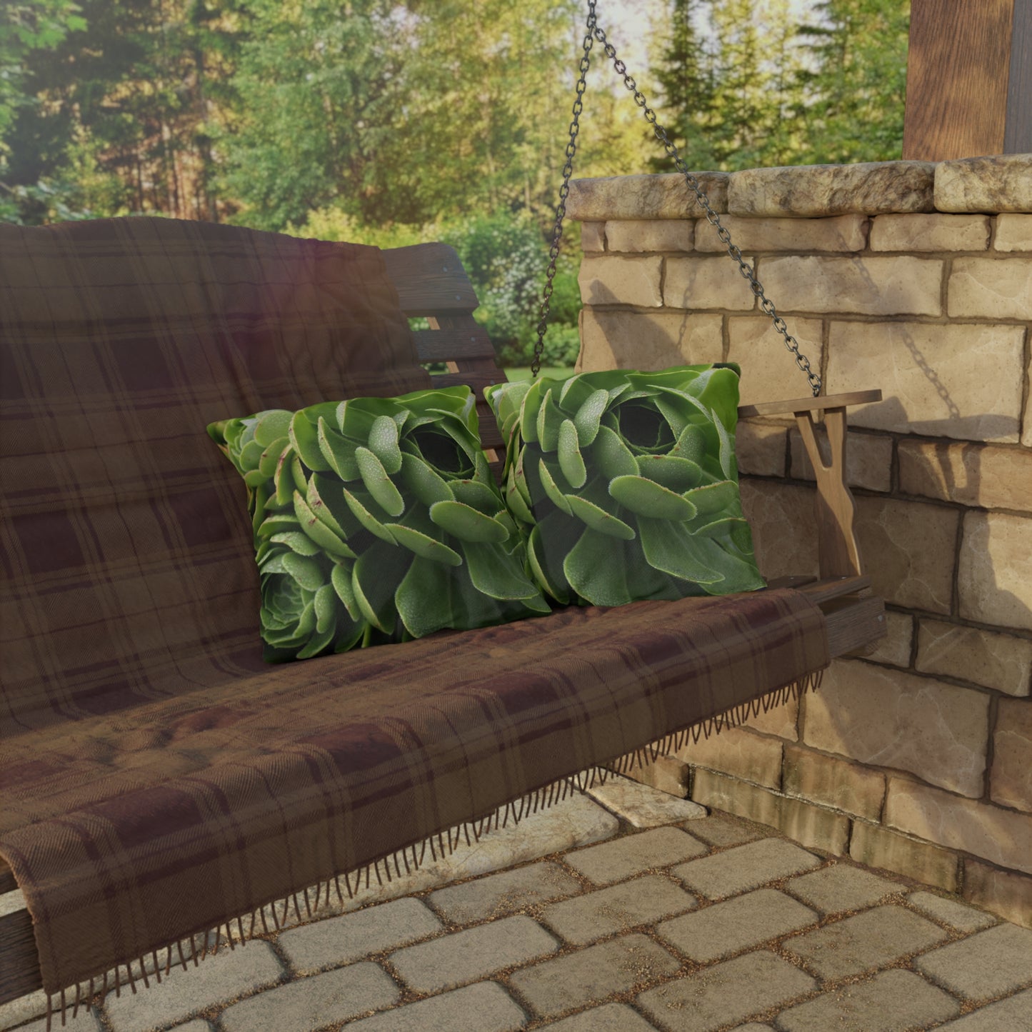 Outdoor Pillow "Green Succulents"  Choice of 4 sizes