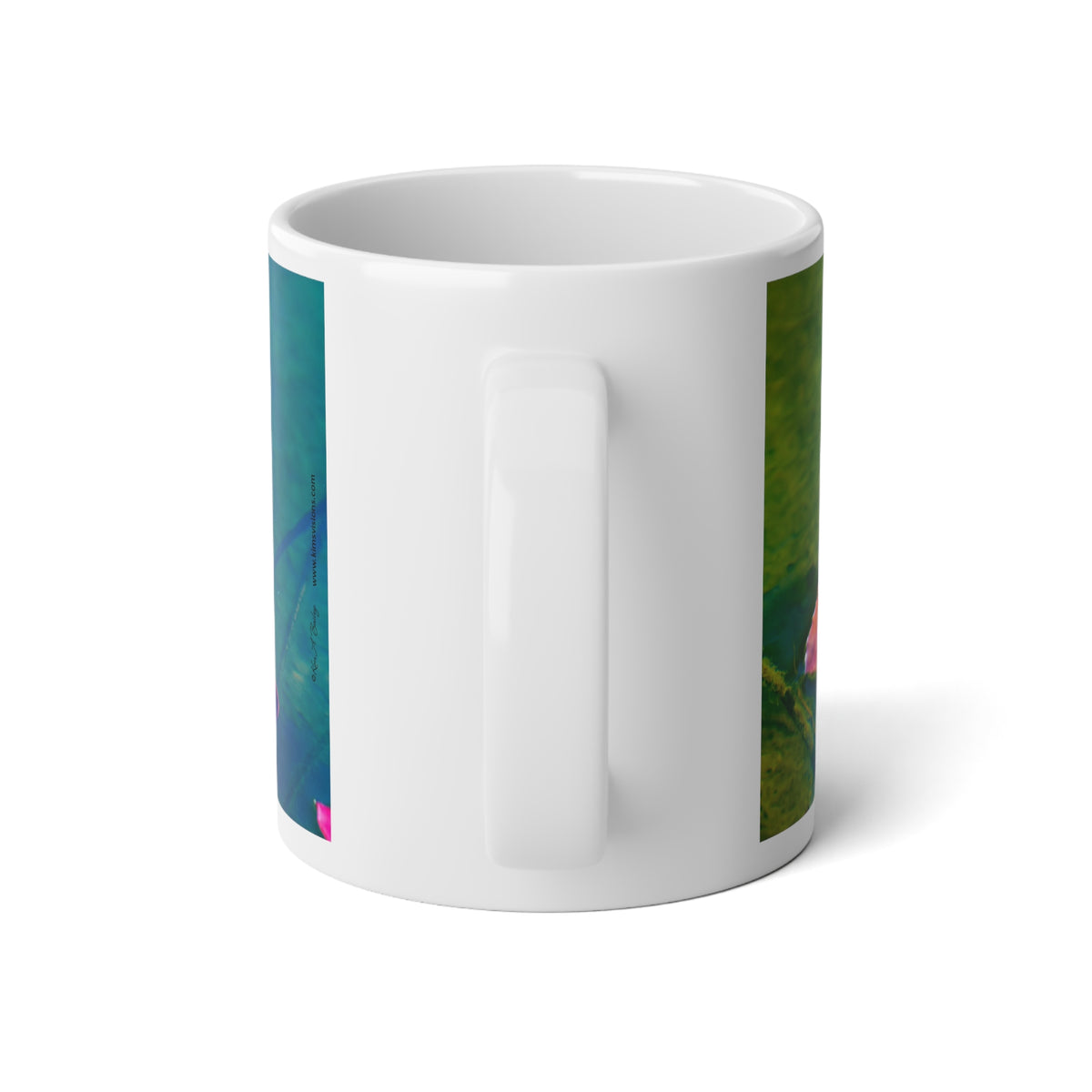 Jumbo Mug, 20 oz "Water Lily Leaves (Pink and Green)" by Kim A. Bailey