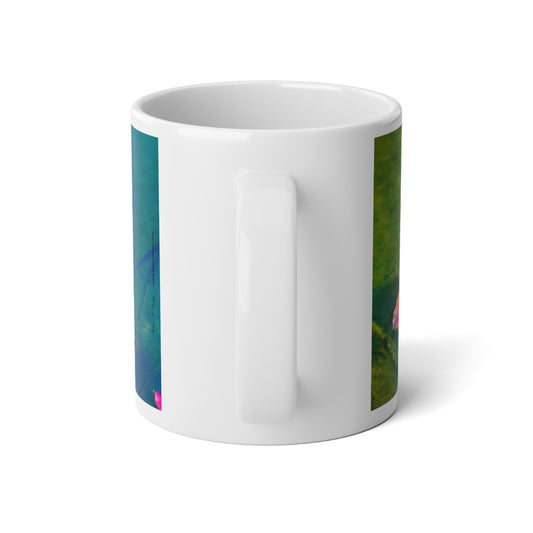 Jumbo Mug, 20 oz "Water Lily Leaves (Pink and Green)" by Kim A. Bailey
