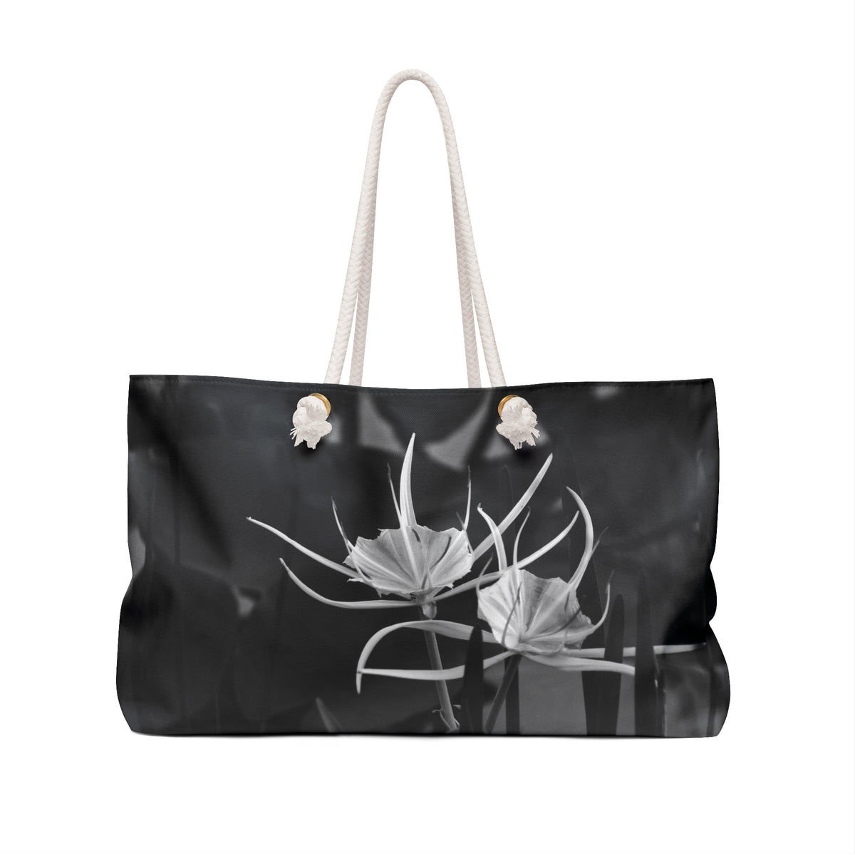Weekender Bag, Black and White Alligator Lily by Kim A Bailey