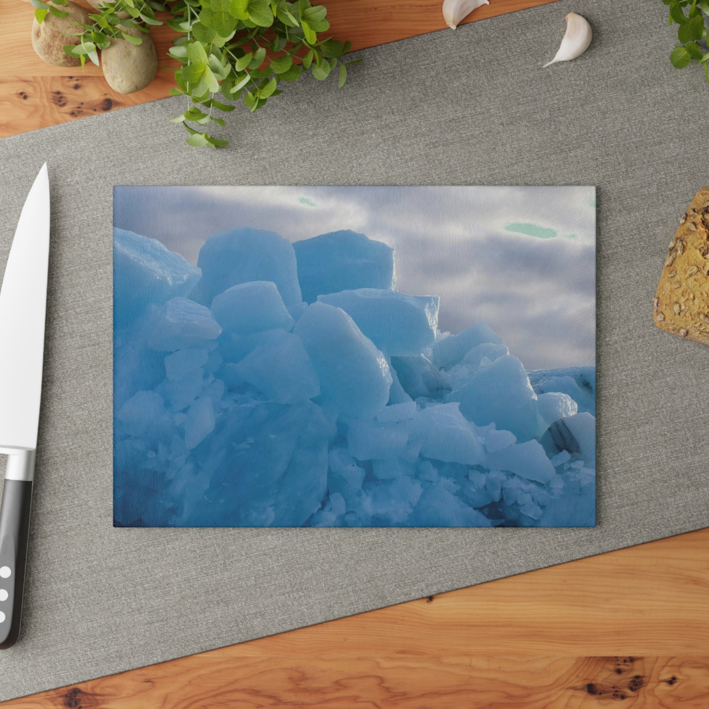 Blue Ice Photo Glass Cutting Board - Arctic Iceberg Kitchen Décor