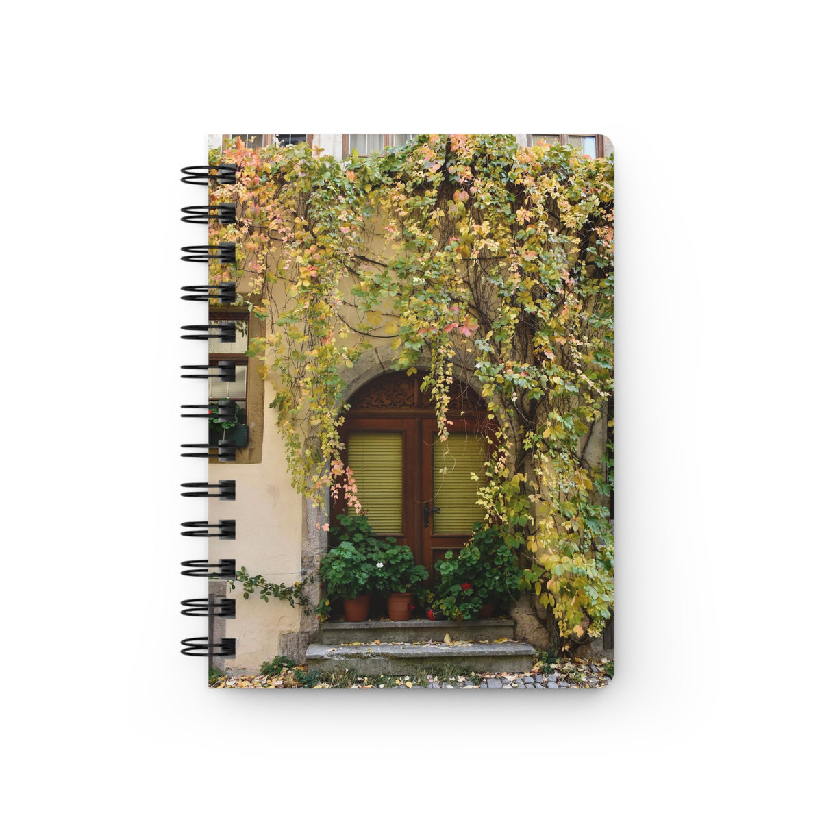 Spiral Notebook "Vines Over Door" Photograph by Kim A. Bailey
