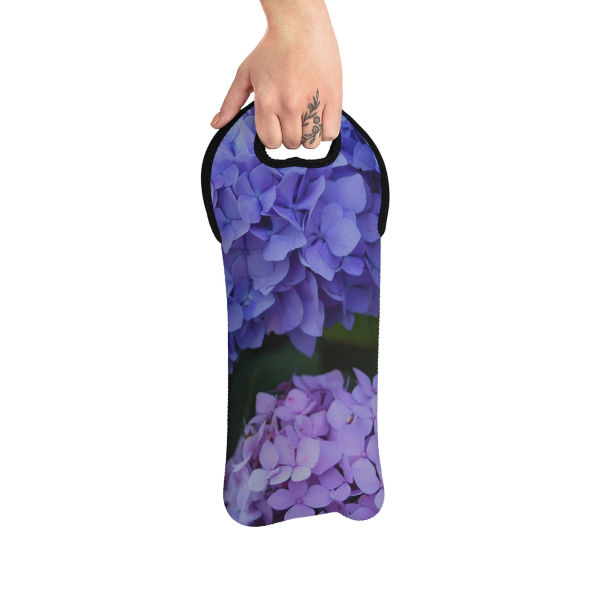 Wine Tote Bag, "Blue Hydrangeas" Photograph by Kim A. Bailey
