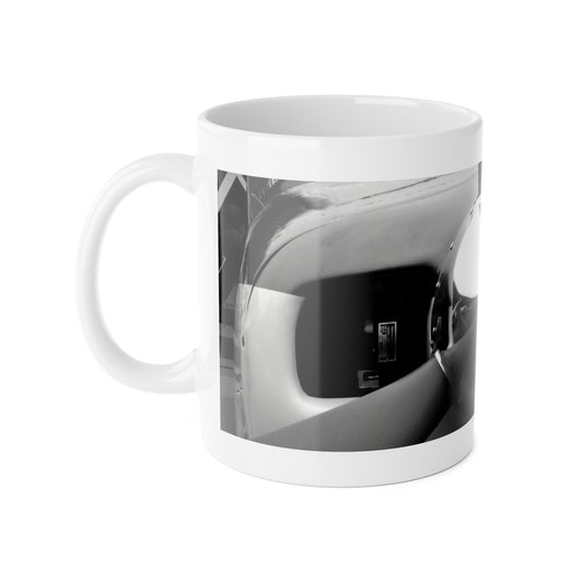 White Ceramic Mug, 11 oz "Propeller" by Kim A. Bailey