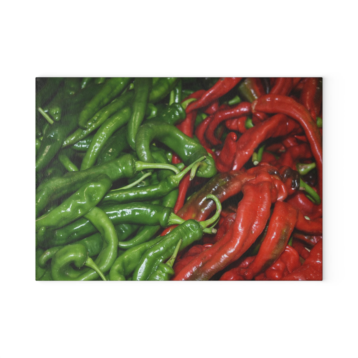Glass Cutting Board - Red and Green Chili Peppers Kitchen Decor