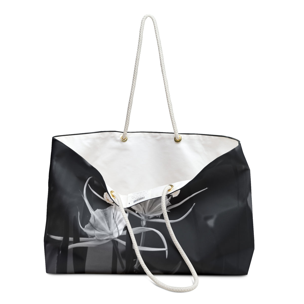 Weekender Bag, Black and White Alligator Lily by Kim A Bailey