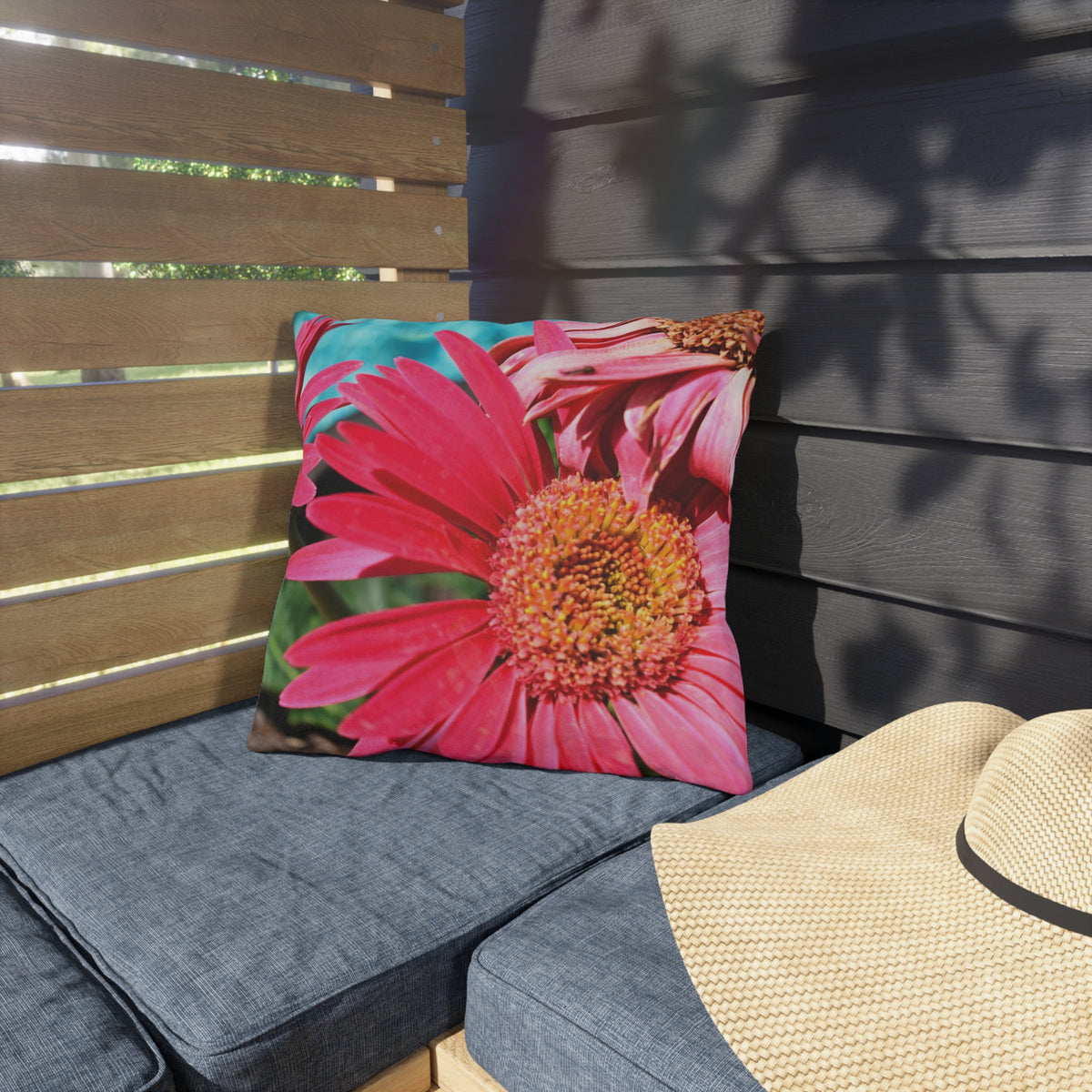 Outdoor Pillow "Pink Daisies" Photograph by Kim A. Baile - Choice of 4 sizes
